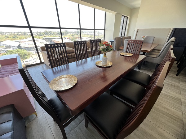 8-seater wooden table and chairs (pine)